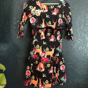 Hell Bunny Vixen 50s Retro Pleated Dress Woodland